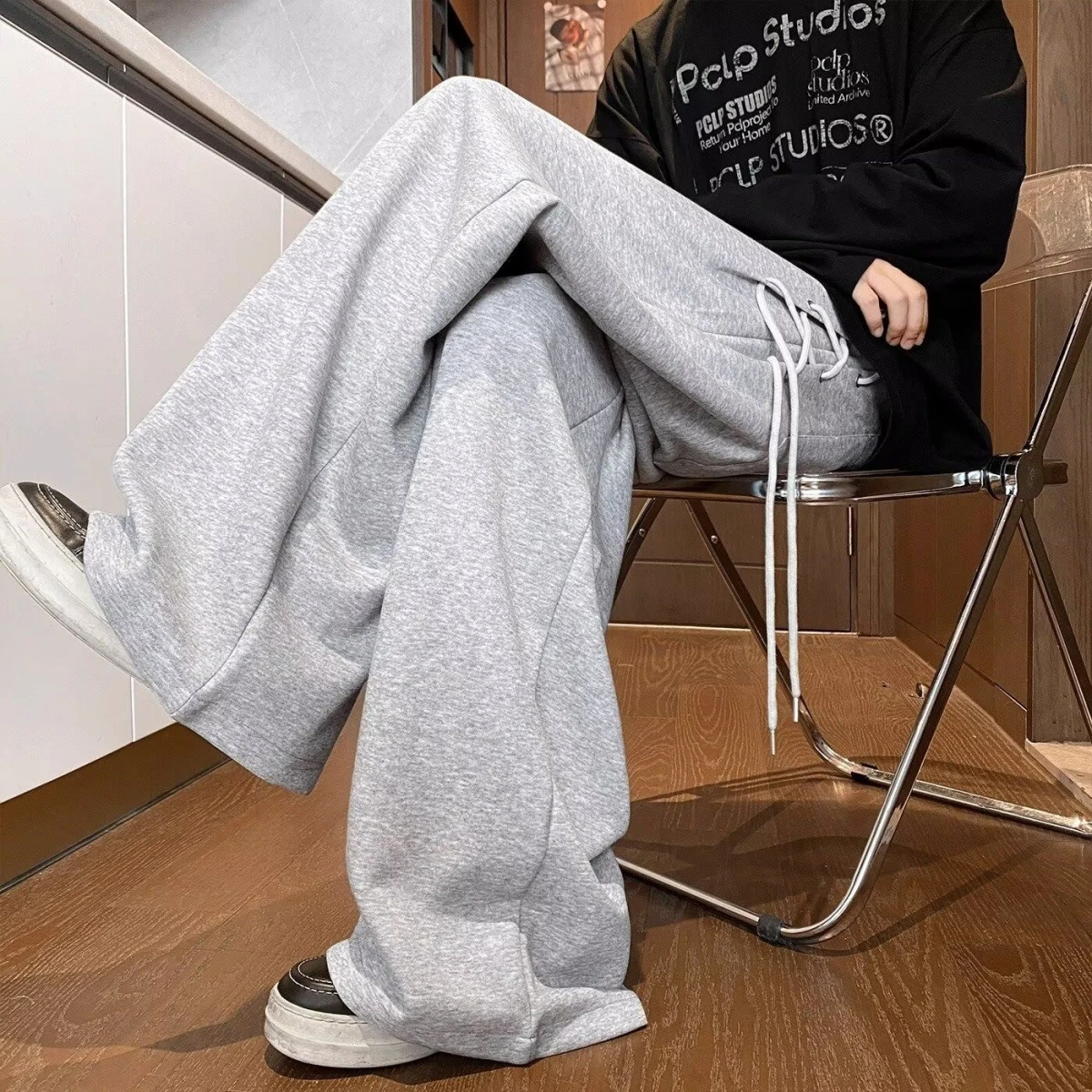 

Спортивные повседневные брюки свободного кроя из хлопка для женщин, весна-осень-зима, тонкие, широкие штанины, с высокой эластичностью, повседневные, спортивные...