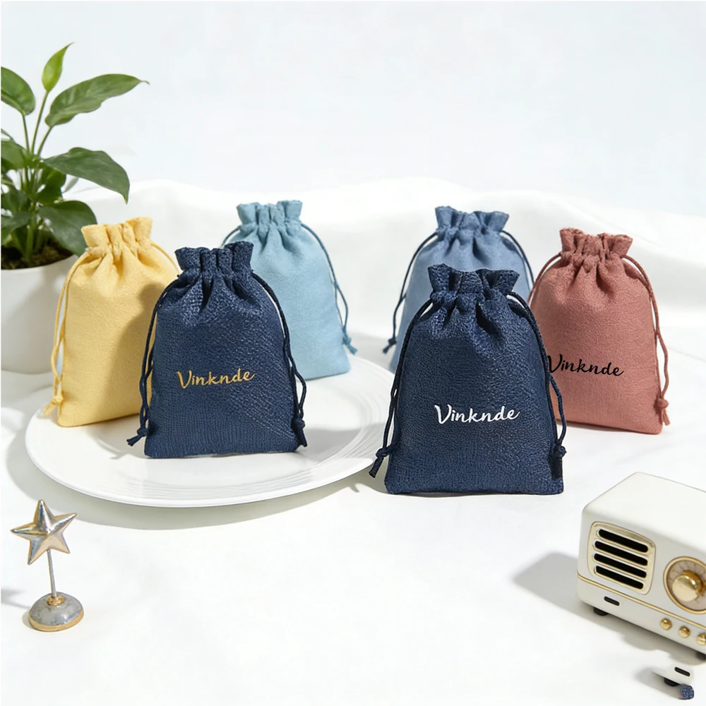 

Customizable 10*14cm Jute Drawstring Bags Reusable Small Grocery Shopping Burlap Pouches for Household Use Wig Candy Rings Bags