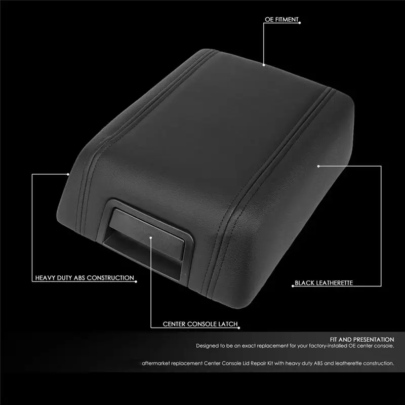 Professional Car Center Console Armrest Lid Cover GECS-004-BK For Ford F-150 F150 Lincoln Mark LT 2004-2008 Rest Latch Box