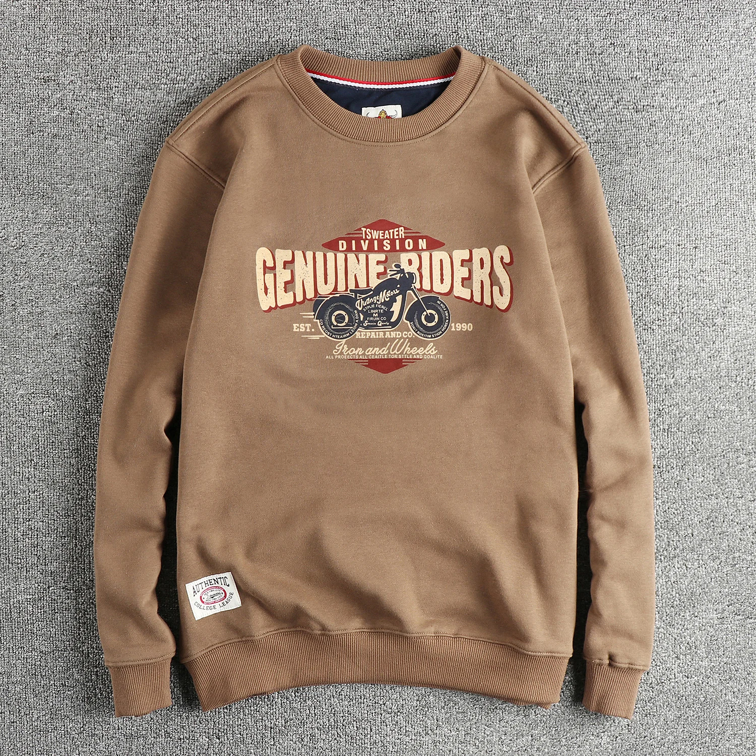

Retro American Style Sweatshirt Men's Washed Fleece Cotton Casual round Neck Long Sleeve Streetwear Versatile Comfortable Hoodie
