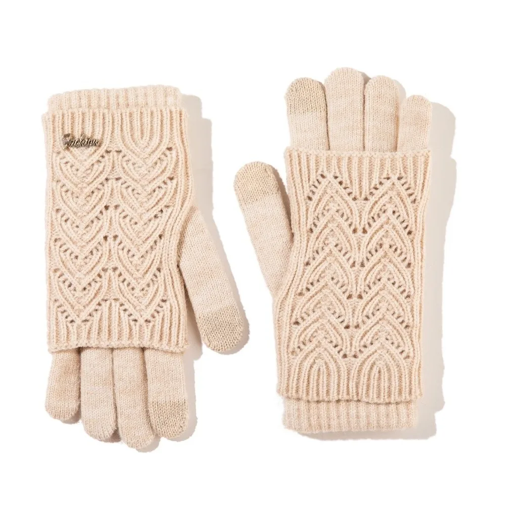 Cute Dual-purpose Knitted Gloves Solid Color Keep Warm Five-finger Mittens Cold-proof Thickened Cycling Gloves Outdoor