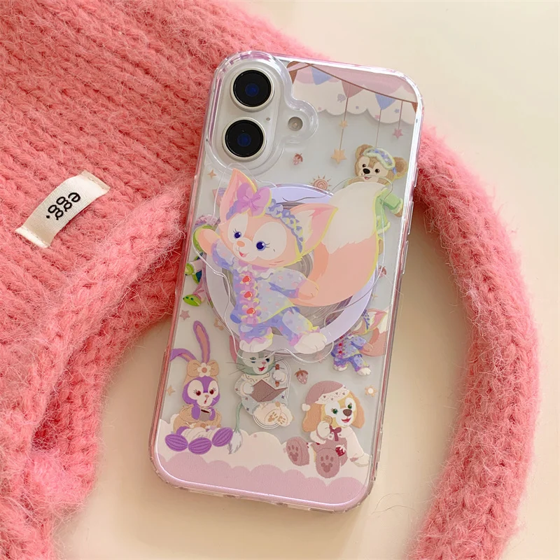 Cute Duffy StellaLou LinaBell  Magsafe Wireless Charge Phone Case For iPhone 16 15 14 13 12Pro Max Cartoon Magnetic Stand