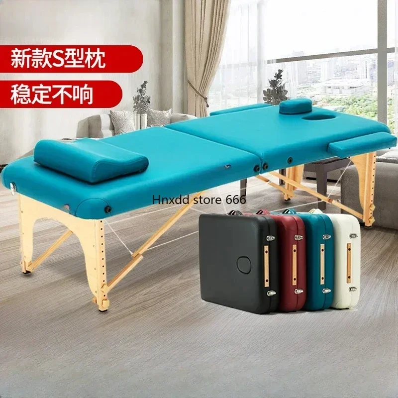 Massage Couch Folding Massage Portable Portable Moxibustion Beauty Physiotherapy Bed Solid Wood