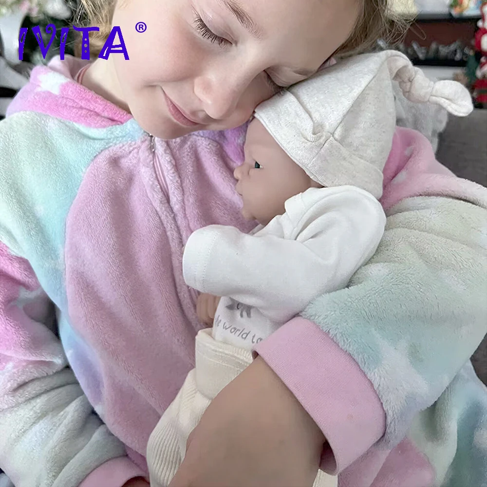 IVITA 14inch 1.65kg Full Body Silicone Bebe Reborn Doll Soft Lifelike Baby DIY Blank Toys Realistic Girl Baby Dolls for Children