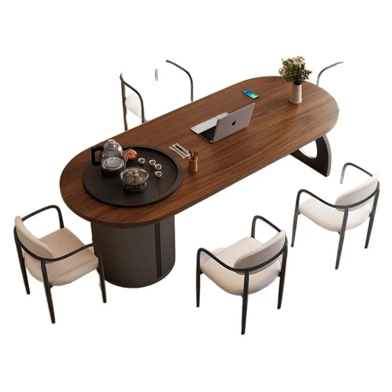 

Solid wood, tea table and chairs, Chinese style, office, simple