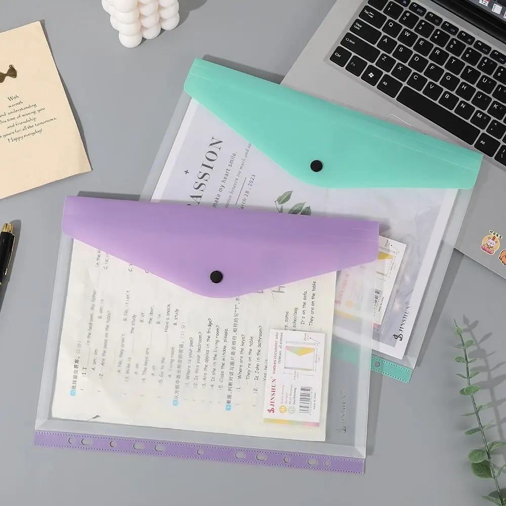6 pcs Simple Design PP Binder Folders A4 Clear Binder Pocket Snap Closure Loose Leaf Label Loose-Leaf School