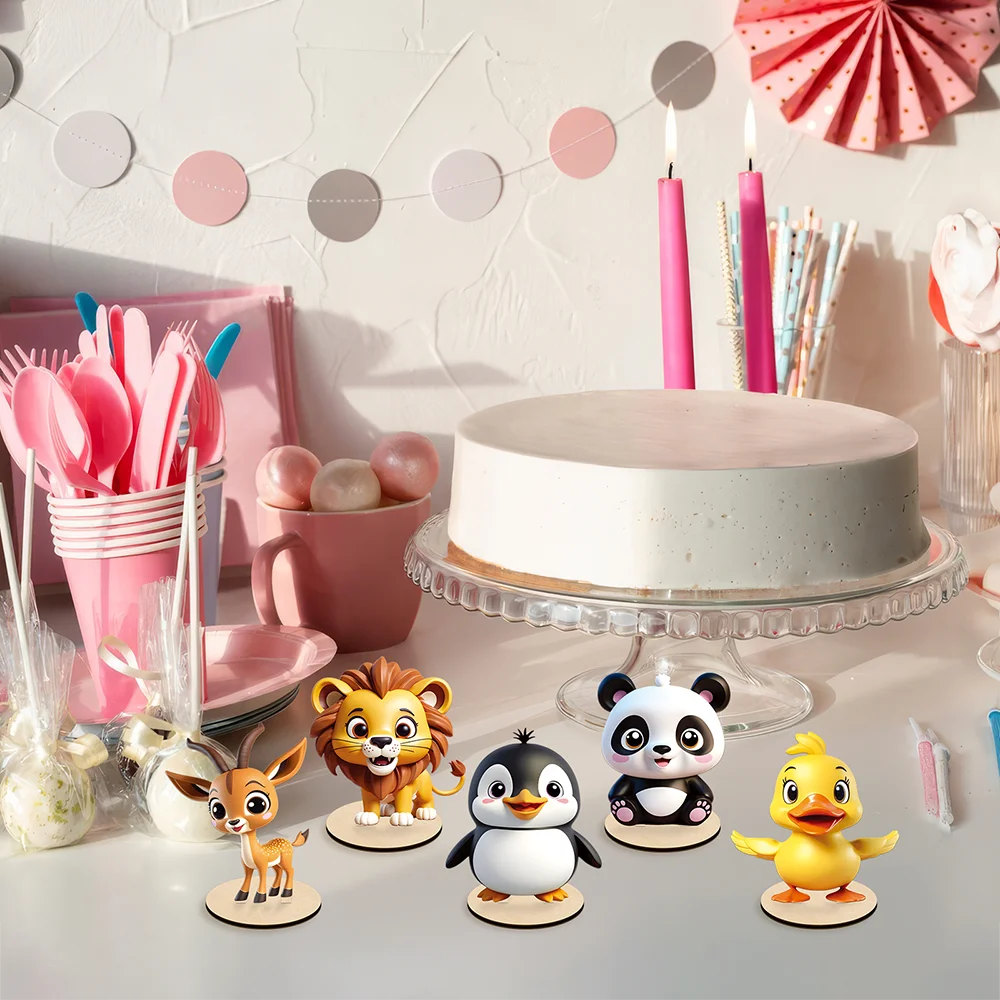 12 Pcs Safari Baby Shower Centerpieces Safari Jungle Animals Wooden Baby Shower Decorations Wild Animals Birthday Decorations