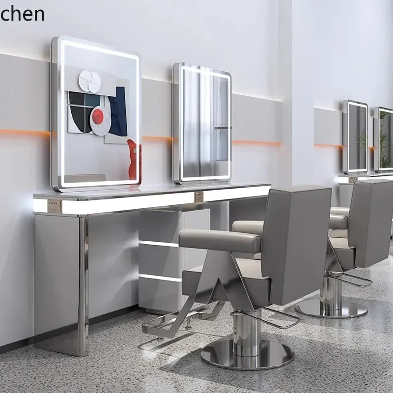b11-7.1 barber shop table hair salon single-sided double-sided marble hair with cabinet hair cutting perm and dyeing table