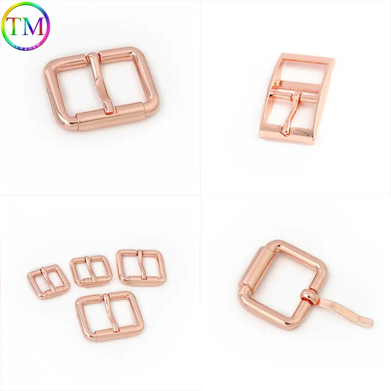 Hebillas de cinturón de Metal de oro rosa, hebilla de pasador de rodillo de correa deslizante ajustable, accesorios de cierre de bolsas Diy, 16mm, 20mm, 25mm, 32mm