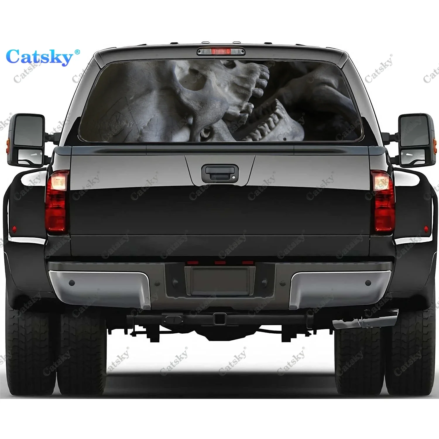 Evil Skulls Laughing Print Car Rear Window Sticker Windshield Decal Truck Rear Window Decal Universal Perforated Vinyl Graphic