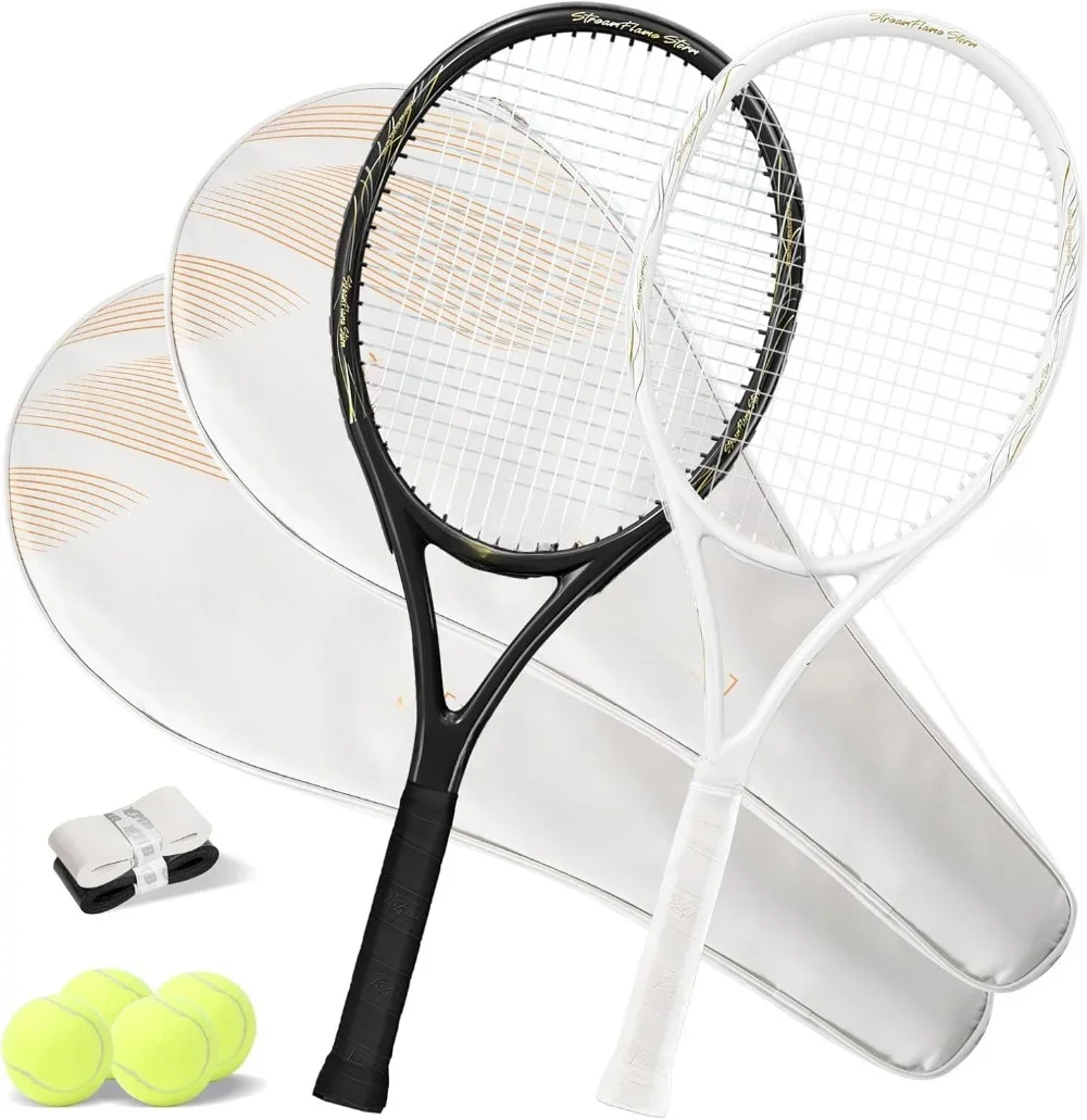 

Tennis Racket - Super Value Set with Pre-Strung, Comfortable Handle, 27'' Tennis Racquet for Beginner, includes 4 Tennis Balls,