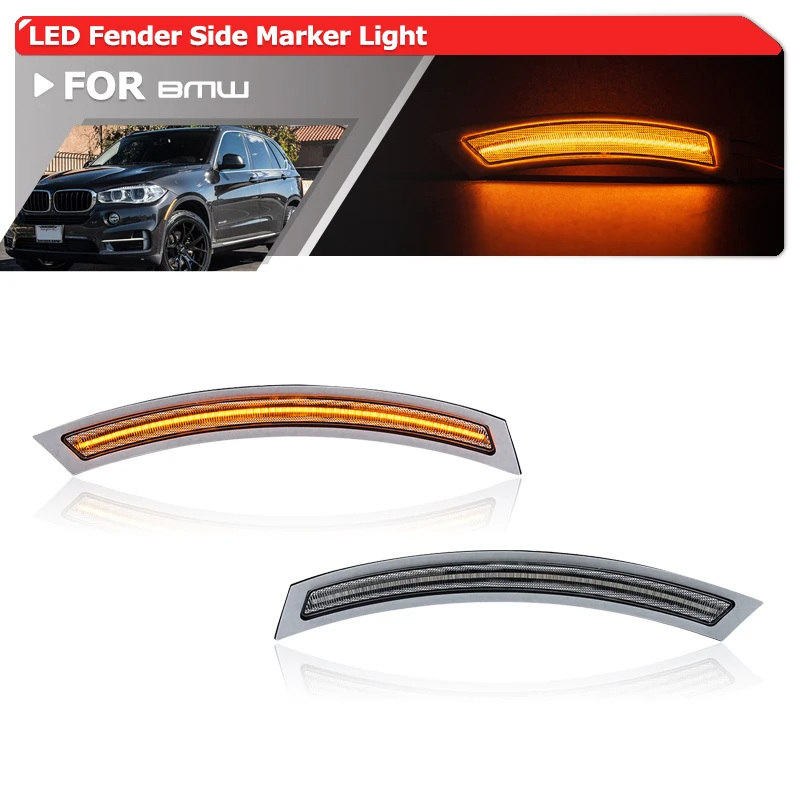 

2x For BMW F15 X5 2012-2018 F85 X5 M 2013-2018 Front Bumper Reflector Led Side Marker Lights Auto Fender Flare Lamps 63147290093