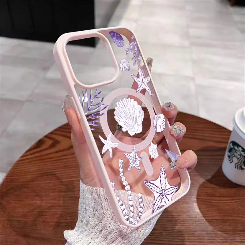 Muschel-Transparente Handyhülle für iPhone 17 16 15 11 14 13 12 Pro Max Plus Hüllen 17Air für Magsafe Silikon Magnetische Abdeckung – Detail 1