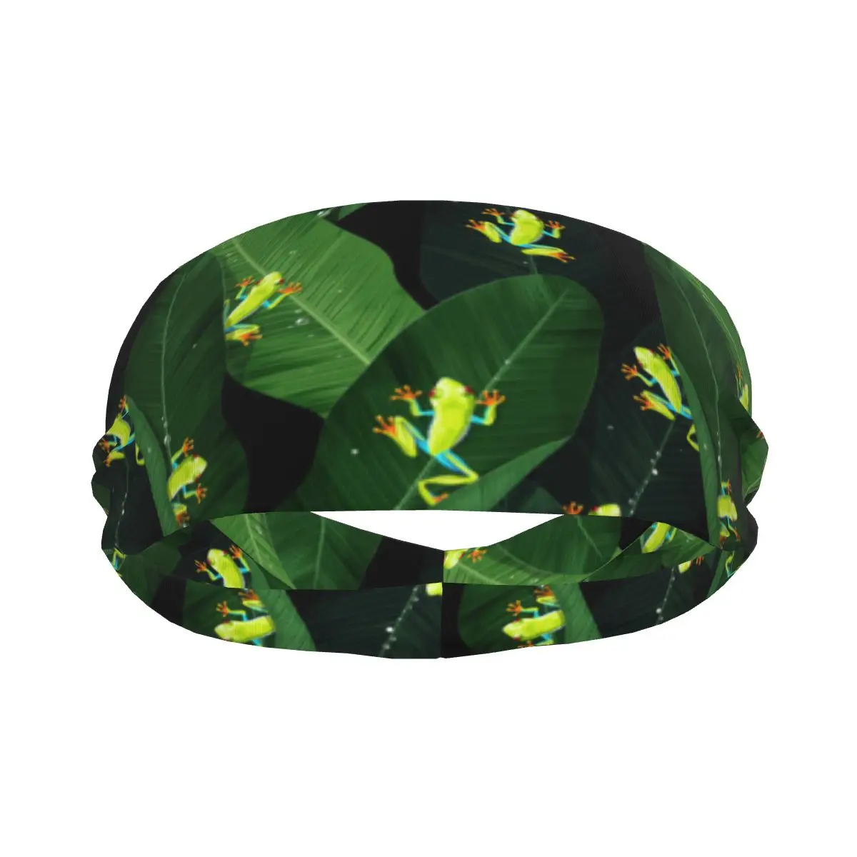

Headband Sports Yoga Fitness Stretch Sweatband Hair Band Elasticity Headband Frogs And Palm Leaf