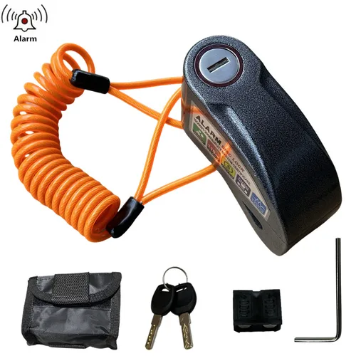 Cerradura de alarma para motocicleta y bicicleta, candados de freno de disco de seguridad antirrobo para bicicleta y patinete, candado de rueda de cuerda con recordatorio de advertencia fuerte de 110dB