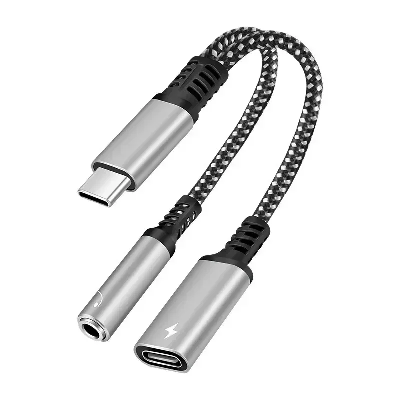 1pcs 2in1 Type C To 3.5mm Headphone Jack Adapter Type C PD 60W Charge Audio Aux Adaptor For  Samsung S23 Ultra