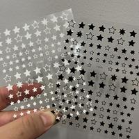 Black White Star 3D Nail Art Sticker Y2K Pentagram Self-Adhesive Decals Laser Shiny Glitters Starlight Manicure Ornaments Slider