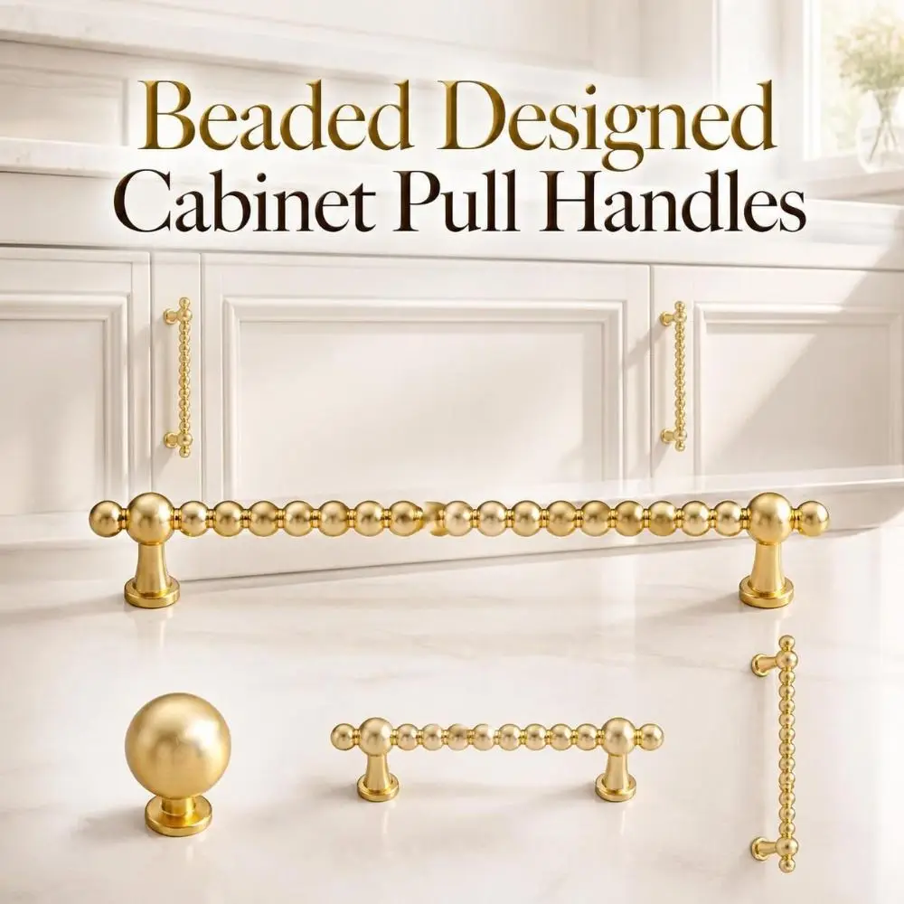 Zinc Alloy Cabinet Pull Handles Long Bar Smooth Surface Beaded Drawer Pulls Anti Corrosion Light Luxury Furniture Knobs Cupboard