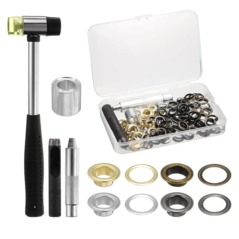 

Надежный 100 шт., набор инструментов для люверсов для обуви, одежды, кожаного тканевого ремня «сделай сам», золото, серебро, натураль, бронза