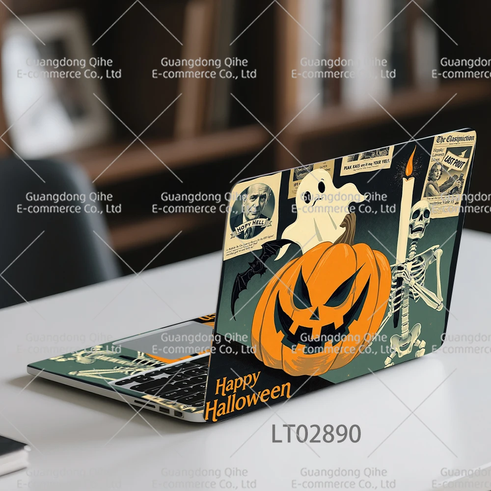 2 Pack Halloween Laptop Stickers Waterproof Aesthetic Decals for MacBook Tablet PC Festival Gifts Decor