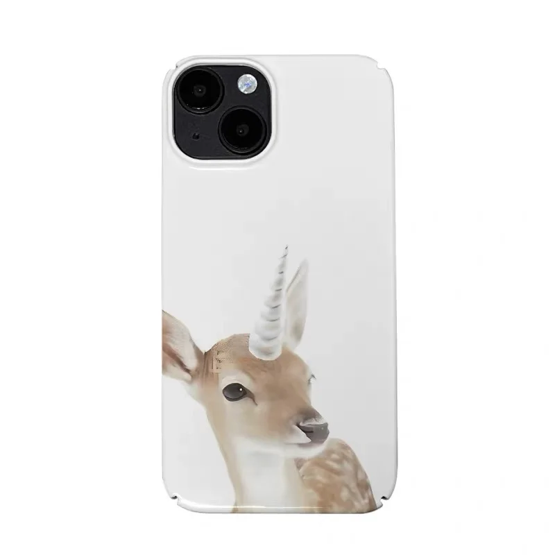 

Ins Korean Cute Sika Deer Art Phone Case for IPHONE 17 Air 16E 15 PROMAX 14 Plus 13 12 MINI 11 PRO 16Plus XR Acrylic Phone Cover