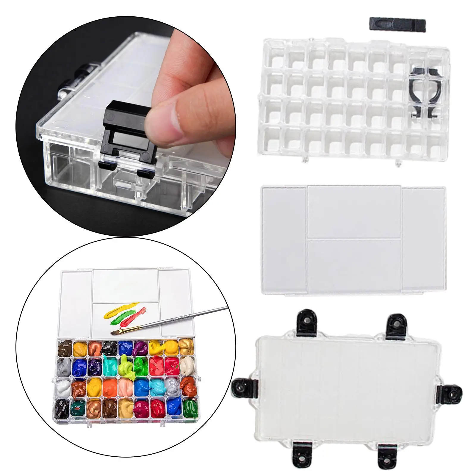 

Коробка для хранения палитры с 36 сетками, футляр для масляной краски, пустой лоток для палитры, герметичный контейнер для пигментов