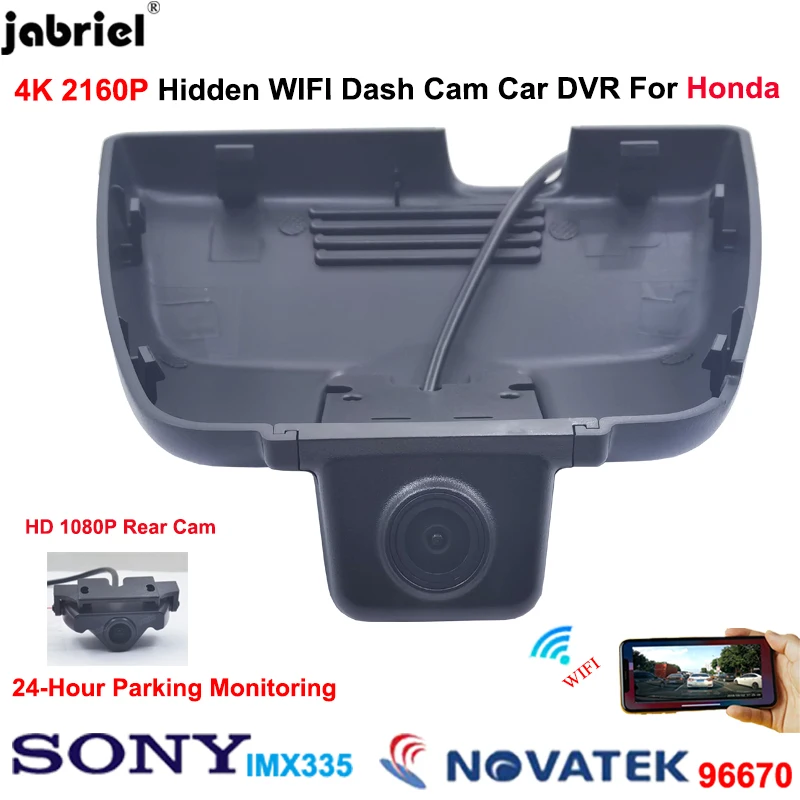 

UHD 4K 2160P Dash Cam Front and Rear Camera For Honda Accord 2018 2019 2020 2021 2022 Car DVR 24H WiFi Driving Video Recorder