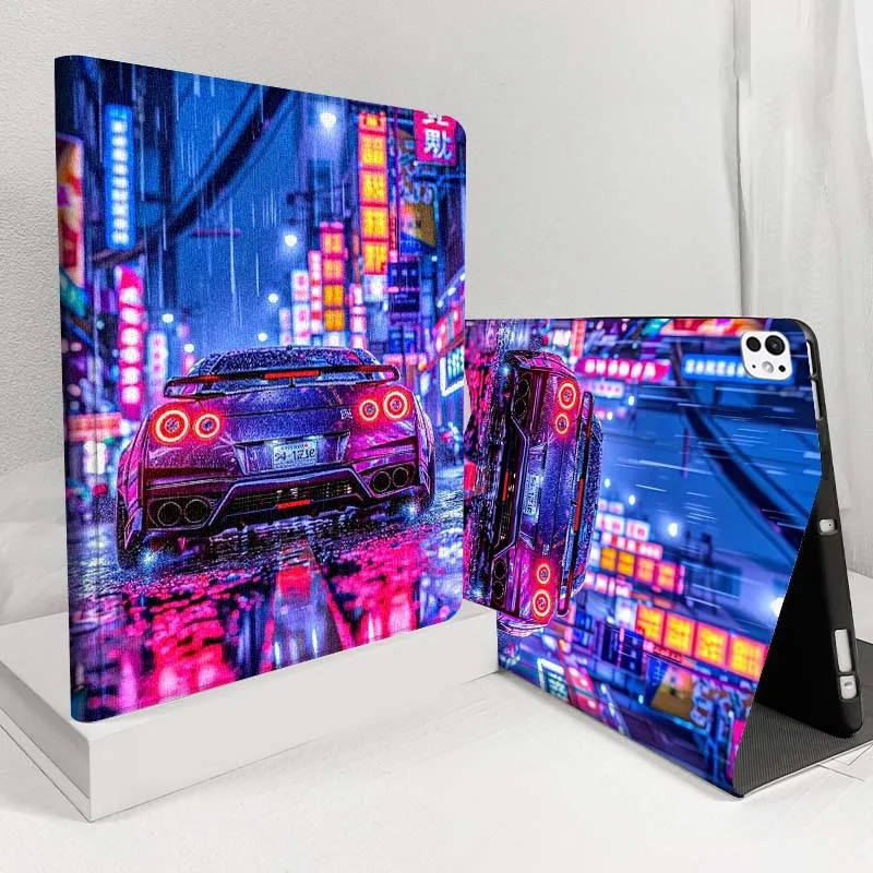 

Black car neon city For iPad Pro Air 5 4 3 13 11 8 7 6 5 10th 7th 6th 10.5 12.9 10.9 Tablet Case