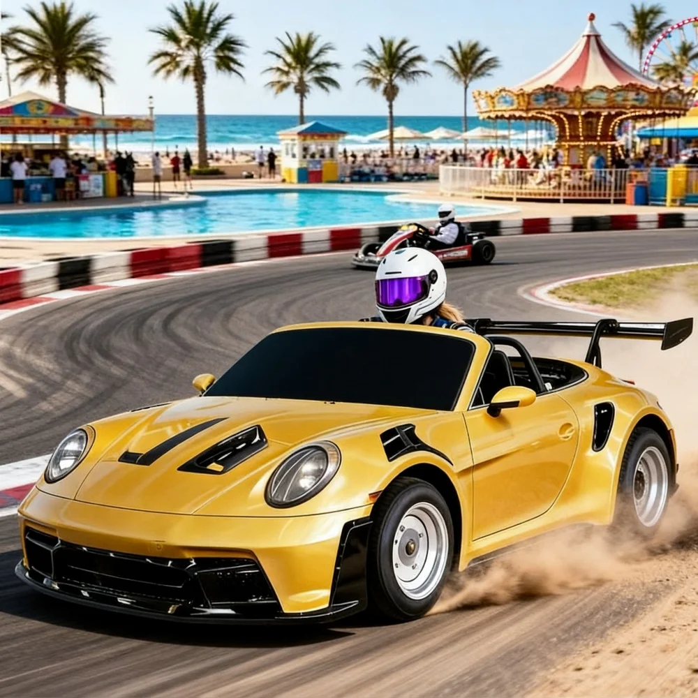 LED Light Electric Racing Drift Karts Two Seater Version Customizable Made in China Four-Wheeled Go-Karts Racing Cars