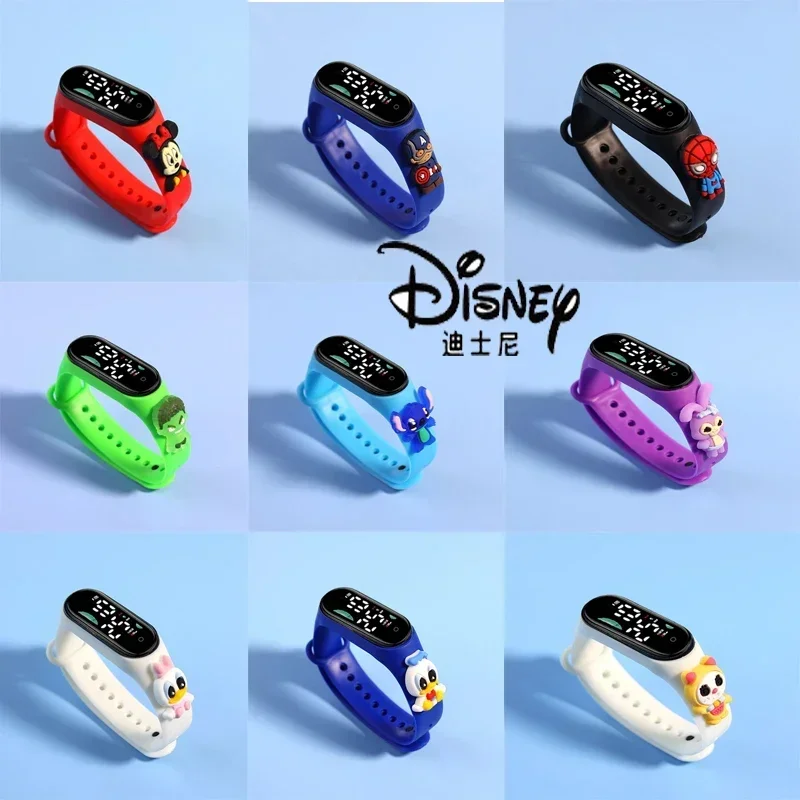 

Disney Stitch LED Waterproof Kids Digital Watch Spiderman Hulk Children Watch Sports Touch Electronic Kids Gifts