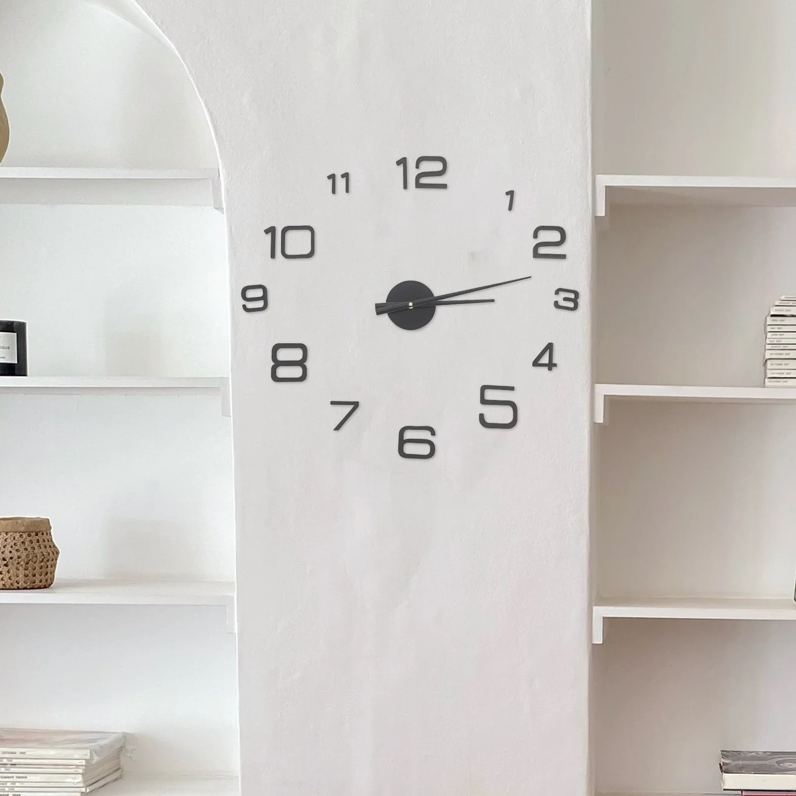 

1Set Large Frameless DIY Acrylic Wall Clock Accurate 3D Number Stick on Wall Clock Living Room Office Decoration