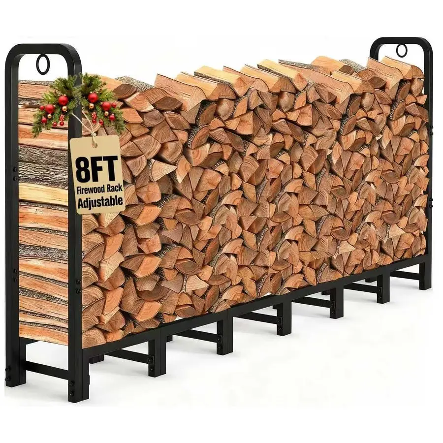 

Уличная/домашняя регулируемая подставка для дров (8 футов), сверхпрочная, для камина, металлическая, для хранения дров