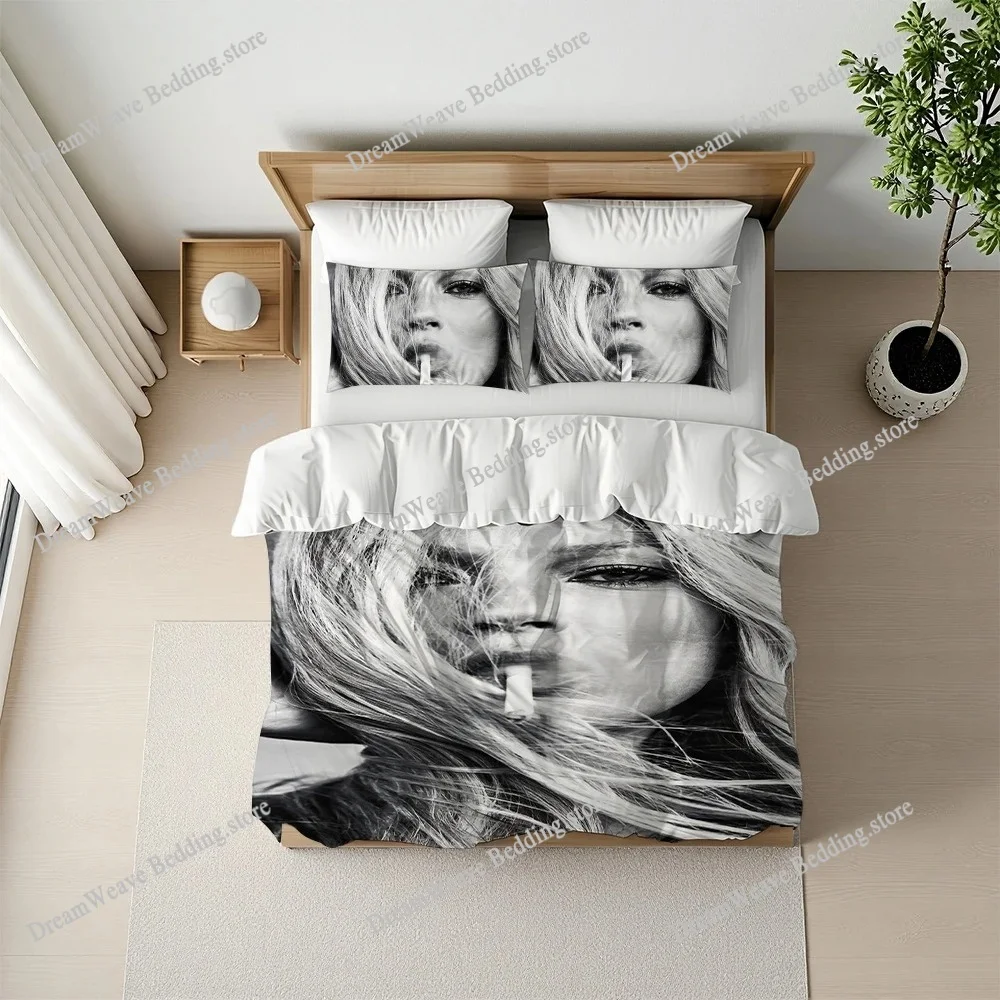 K-Kate Moss Duvet Cover Set Home Style Bedding Soft Laundry Cotton Bed Student Dormitory Gift