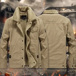 Winter New Denim Jacket Parkas with Added Fleece Men's Cotton Jacket Men's Loose Lamb Fleece Jacket Man Casual Thick Coat