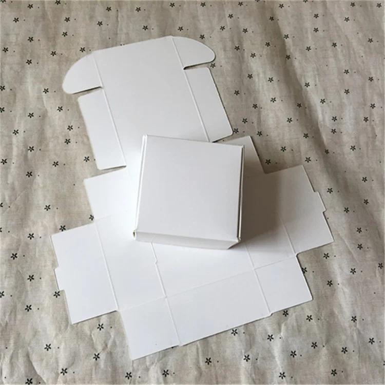 100PCS 350GSM Thick White Paper Cardboard Fold Box DIY Xmas Ornament Wedding Birthday Jewelry Handmade Soap Gifts Packaging Case