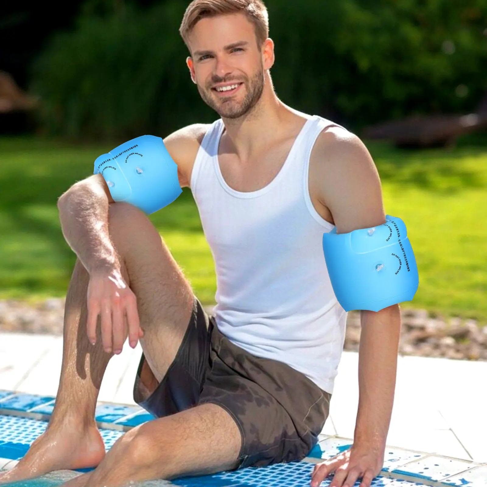 1Pair Inflatable Arm Band for Swimming Adults Pool Floaties Arm Floating Ring Swim Beginner Supplies Outdoor Swimming Accessory