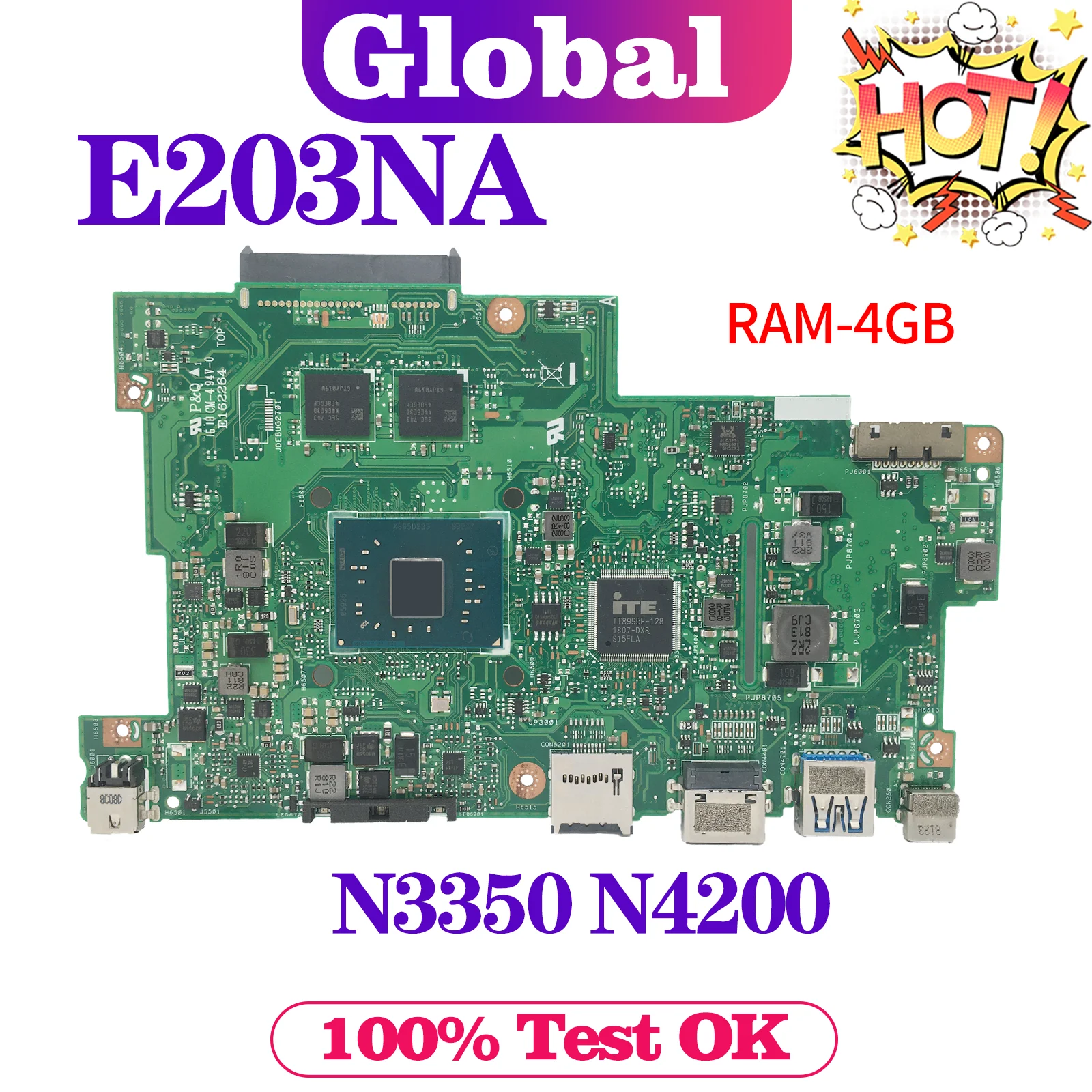 KEFU E203N Mainboard For ASUS E203NA E203NAH E203NAS L203NAH L203NA Laptop Motherboard N3350 N4200 2GB/4G/RAM