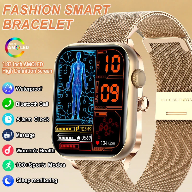 

2026 New Sports Smart Watch Men 1.83 Inch AMOLED HD Screen Sports Tracker AI Voice Bluetooth Call Fashion Smartwatch Women iOS