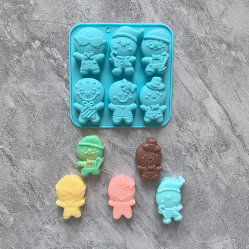 Christmas Gingerbread Man Silicone Baking Mold Heat Resistant Non-Stick Mould for Cookie Chocolate Fondant Cake Xmas Home Bakin
