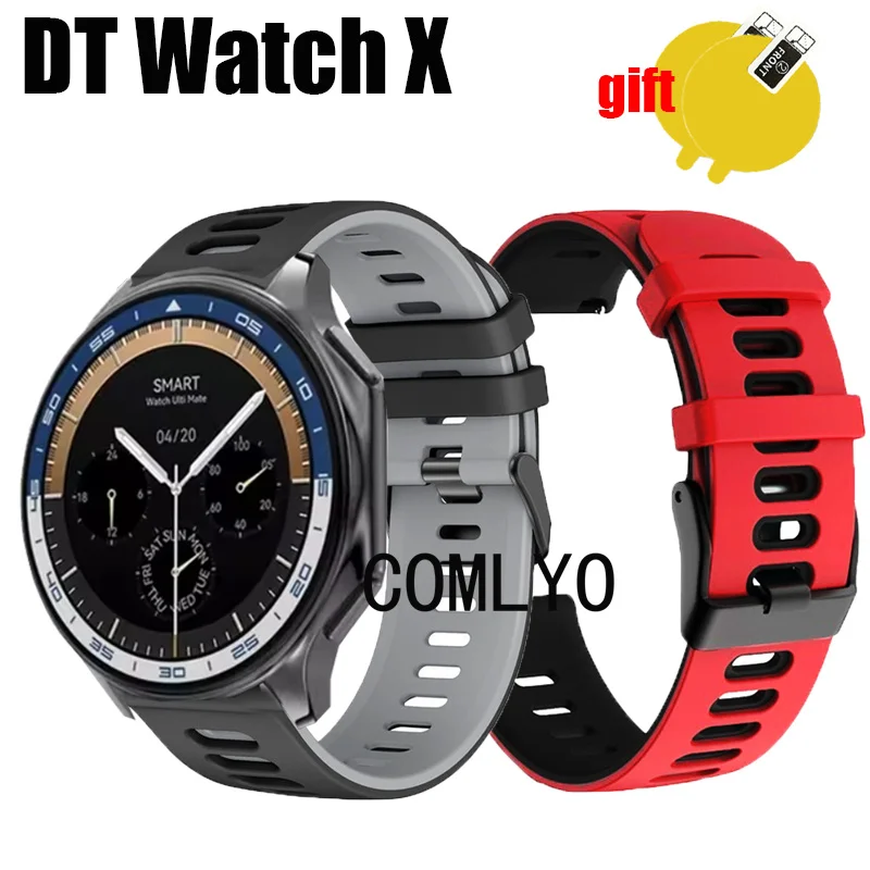 3in1 for DT Watch X Smart Watch Strap Men women Silicone Soft Bracelet Band Screen Protector Film