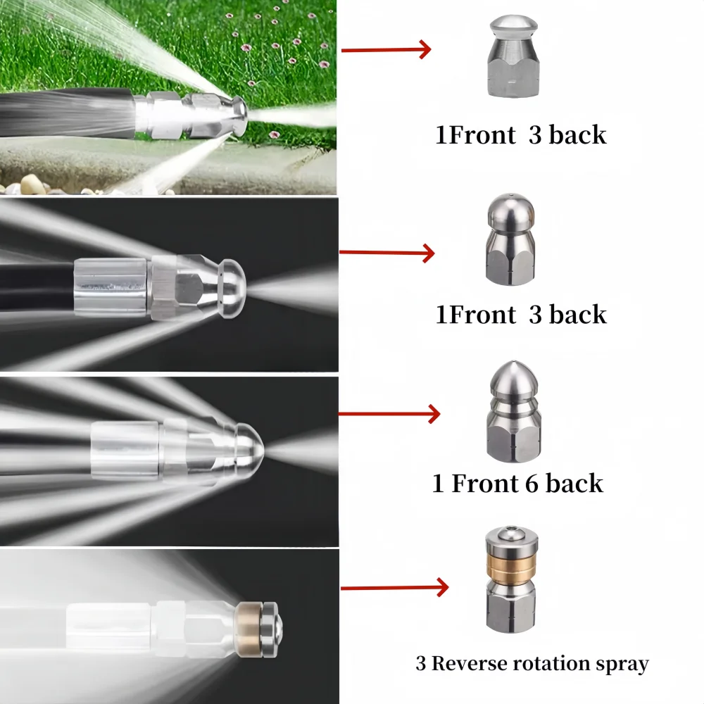 1/4 inch hogedrukreinigingsmachine rioolreinigingsmondstuk, roestvrijstalen mondstuk, hogedrukslangmondstukaccessoires