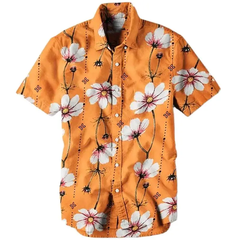 

Men's Printed Lapel ort Sve irt Floral Pattern Turn-down Collar Slim Fit Casual Spring Summer Faionable Youthful