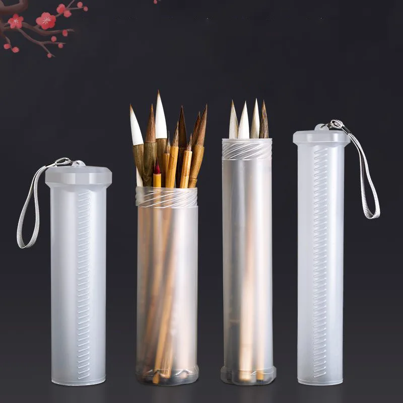 قطعة واحدة من حامل أقلام تلسكوبي ABS شفاف، حامل أقلام رصاص لفرشاة الرسم الفني، مناسب لتخزين فرشاة الرسم في الهواء الطلق