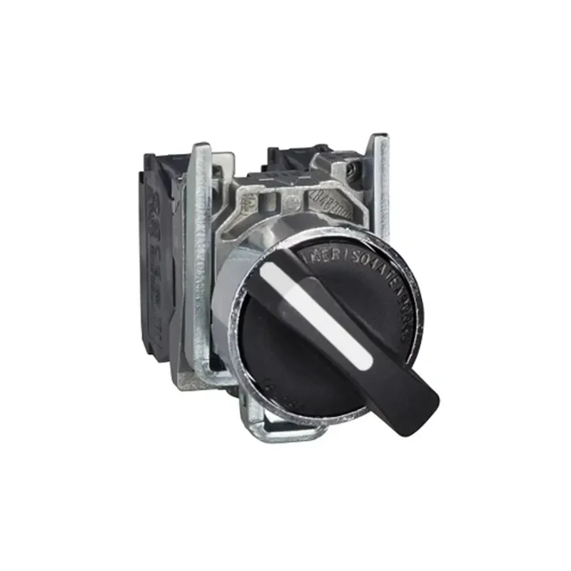 XB4BD53 Selector switch, metal, black, Ø22, 3 positions, spring spring return, 2 NO