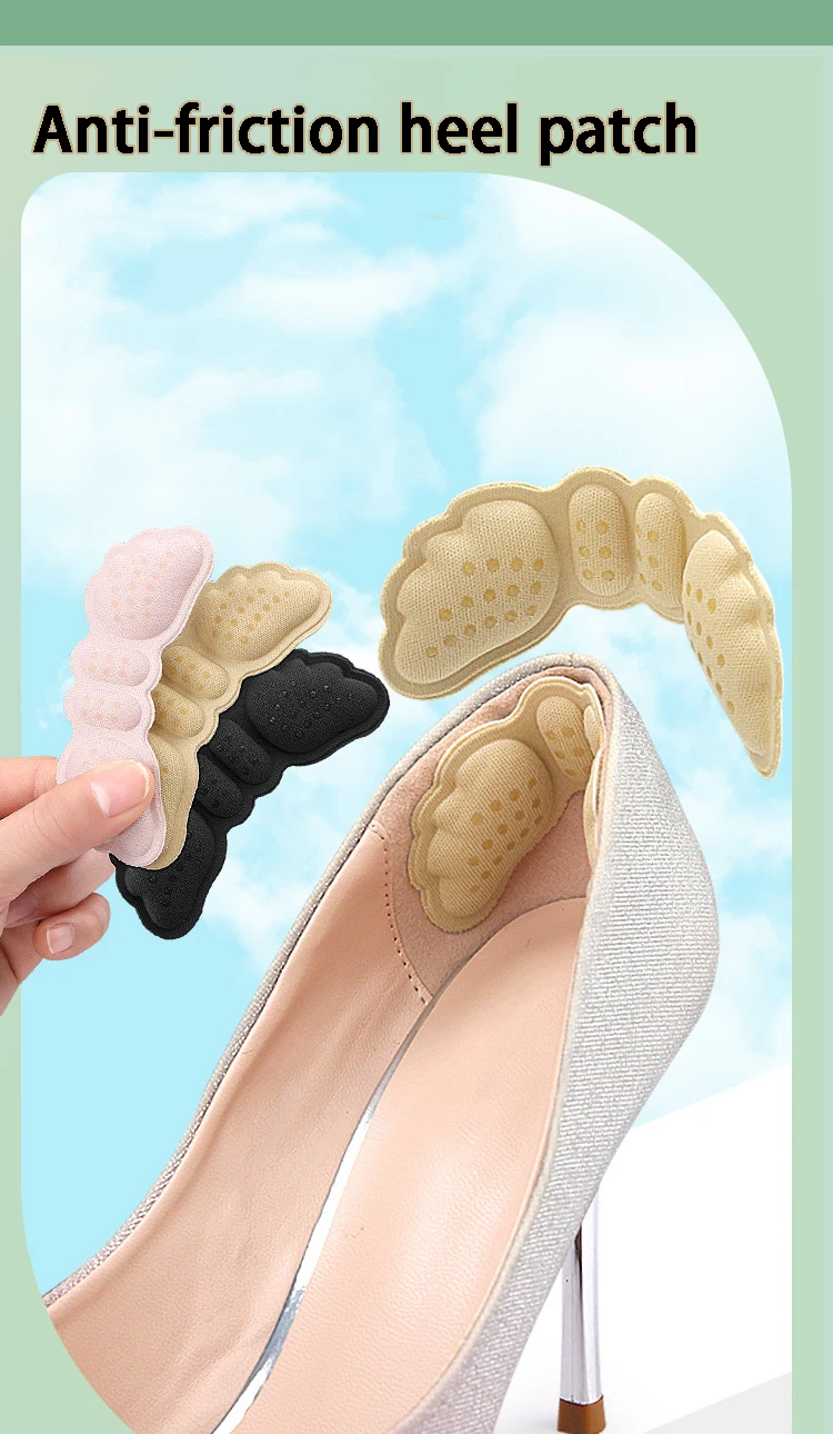 Fersenschutz-Einlagen für High Heels, Fersenaufkleber, Größenanpassung, selbstklebende, rutschfeste Schuhpolster, Schmerzlinderung, Fußpflege-Einlage, 4 Stück/8 Stück – Detail 1