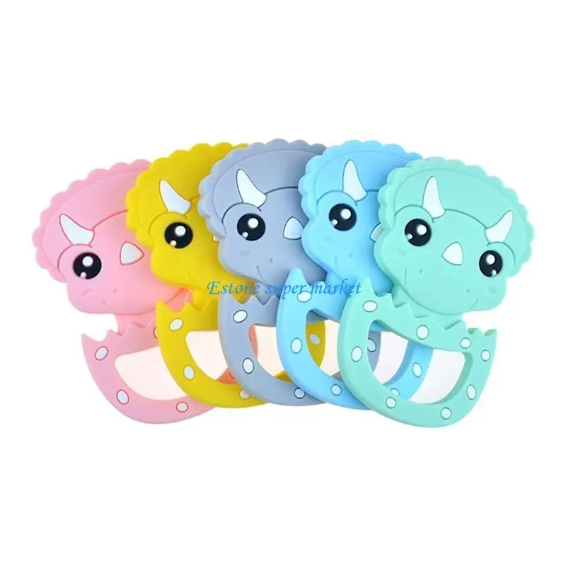 

090B Cartoon Dinosaur Silicone Beads Baby Teether BPA Newborn Teething Nursing Teething Toy