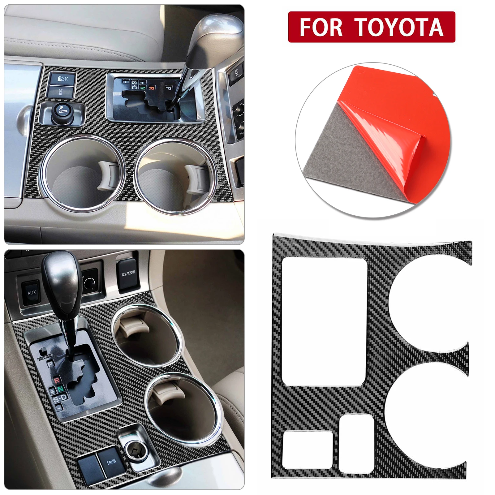 For Toyota Highlander 2008-13 Carbon Fiber Console Gear Shift Panel Cover Trim