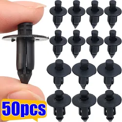 50 Uds. De remaches de plástico con agujero de 8mm/6mm para coche, Clip de empuje negro, Panel embellecedor de puerta de vehículo, Clip de sujeción, accesorio para coche