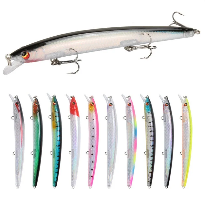 10PCS/lot Ultra Long Casting Floating Minnow Fishing Lures Hard Bait 130mm 15g Flounder Sea Bass Saltwater Sea Pesca Tackle