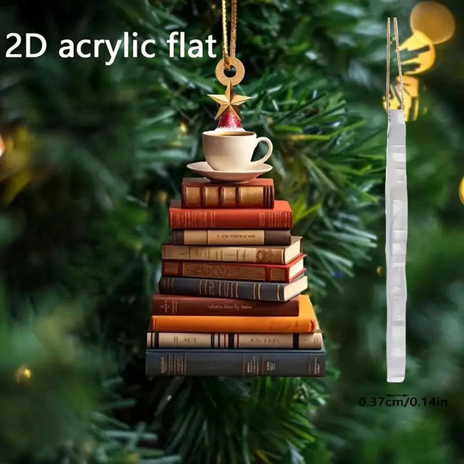 Christmas Book Cabinet Hanging Ornaments Book Lovers Stacked Shape Decorations for School Librarian Assistant